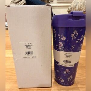 Vera Bradley Purple 16oz Travel Mug NWT and gift box!